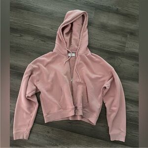 🩰Dusty Rose Cropped Plush Zip Hoodie in Dusty Rose